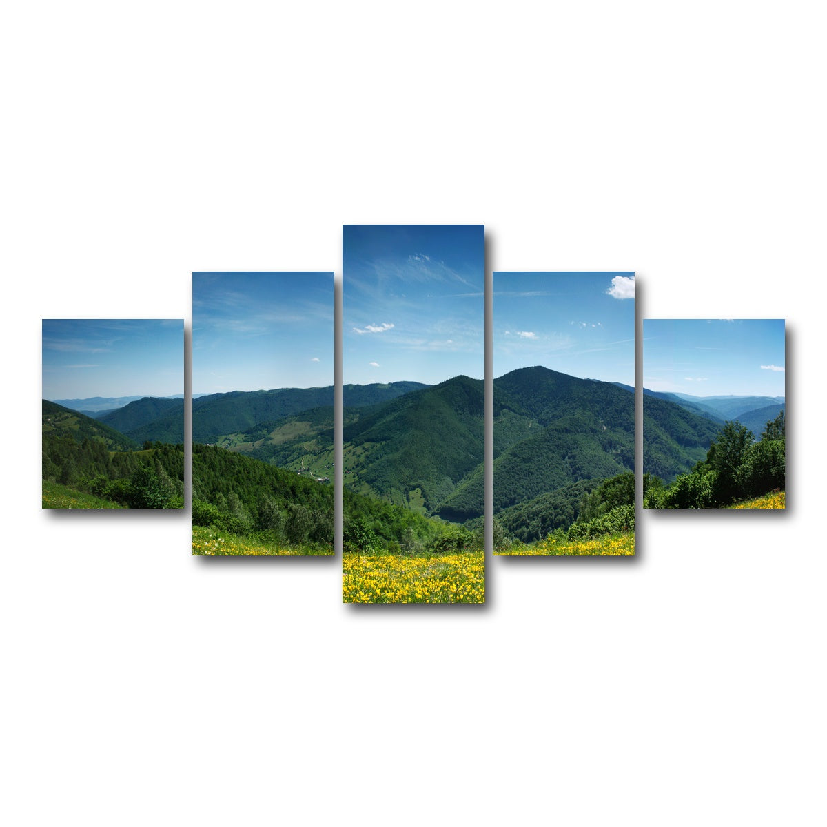 AUTO-MOCKUP WHITE | Mountain landscape panorama | 5 Piece | Gallery Wrap Canvas | group=5_short