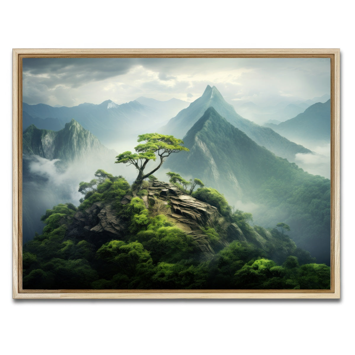AUTO-MOCKUP WHITE | Mountain top scenery | 1 Piece | Natural Framed Canvas | group=4x3