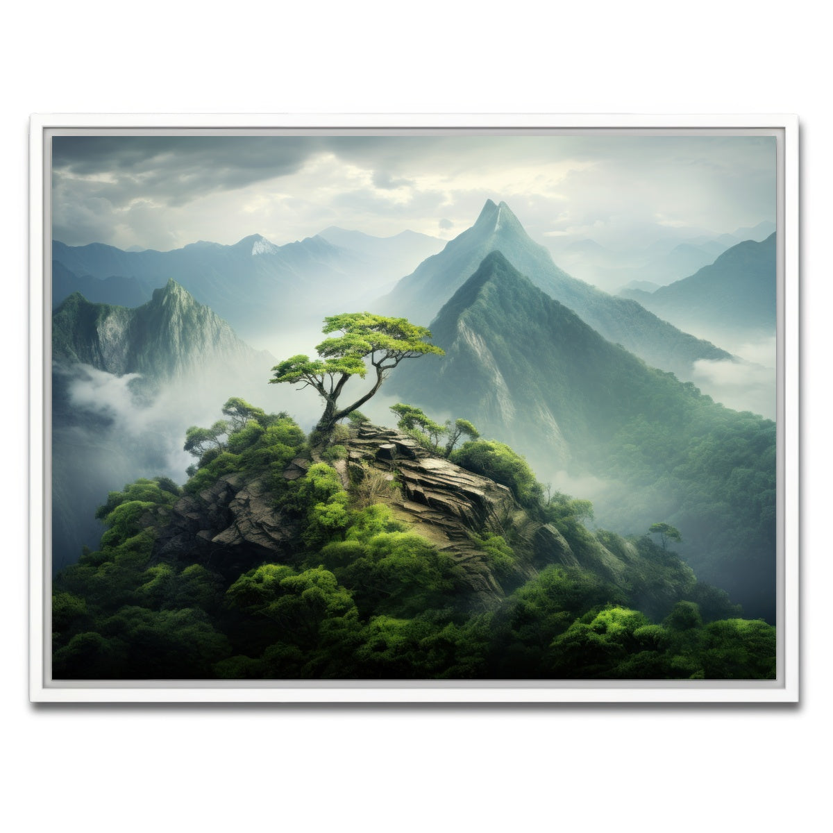 AUTO-MOCKUP WHITE | Mountain top scenery | 1 Piece | White Framed Canvas | group=4x3