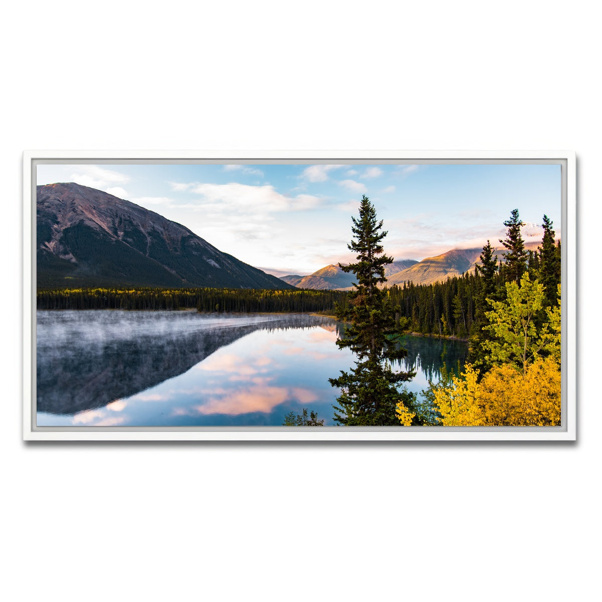 AUTO-MOCKUP WHITE | Mountains and Water | 1 Piece | White Framed Canvas | group=2x1