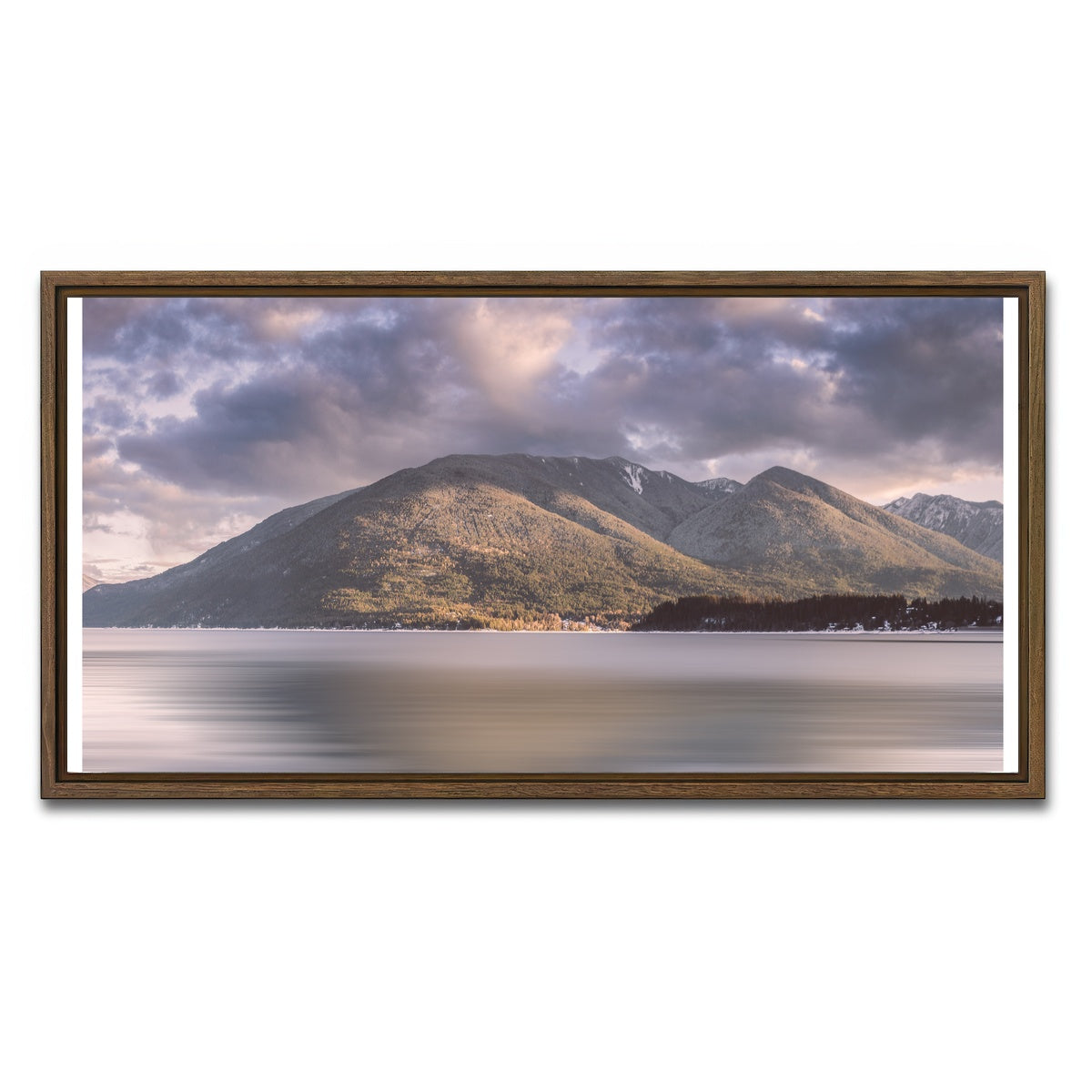 AUTO-MOCKUP WHITE | Mountains of Queens Bay | 1 Piece | Walnut Framed Canvas | group=2x1