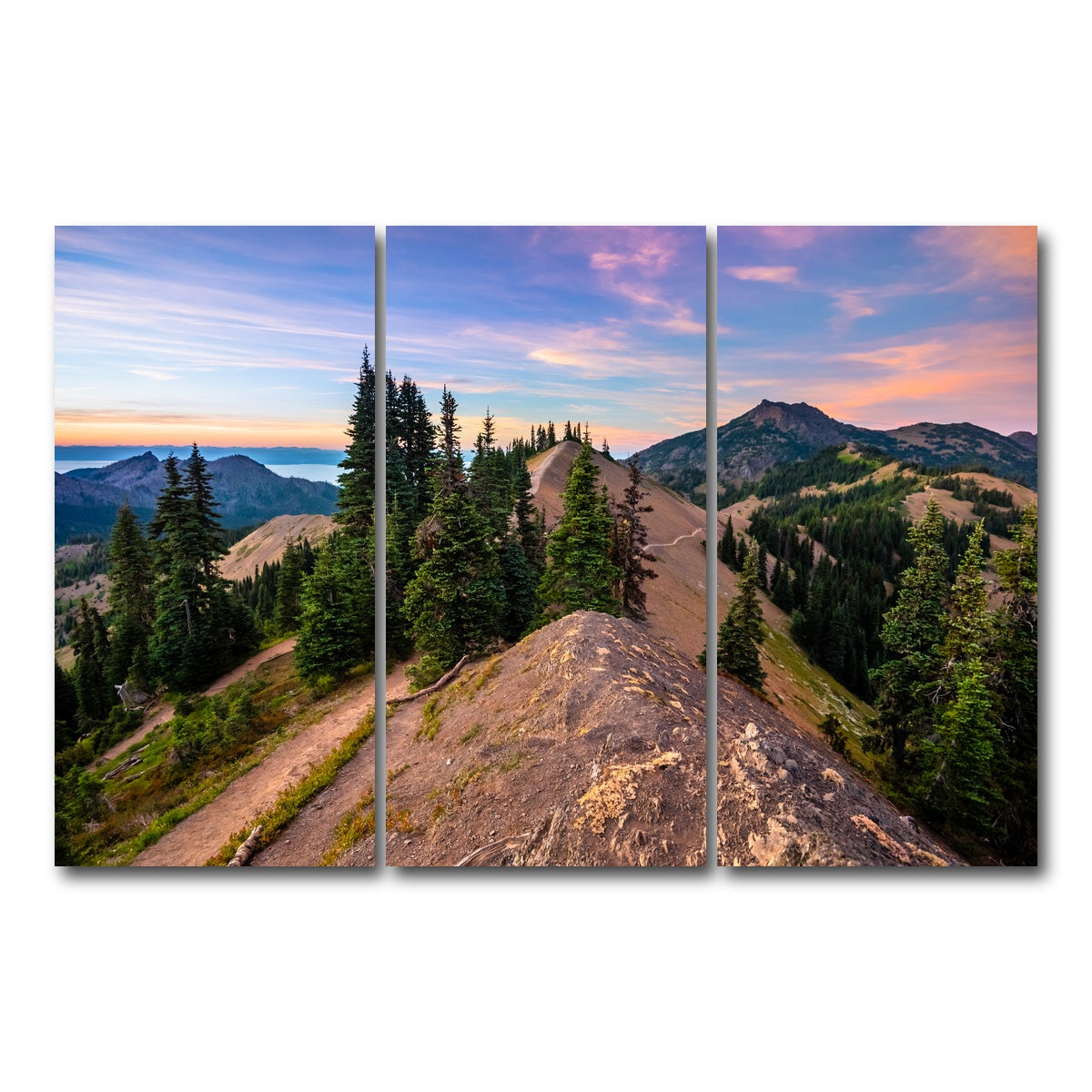 AUTO-MOCKUP WHITE | Mountaintop Sunset | 3 Piece | Gallery Wrap Canvas | group=12x24