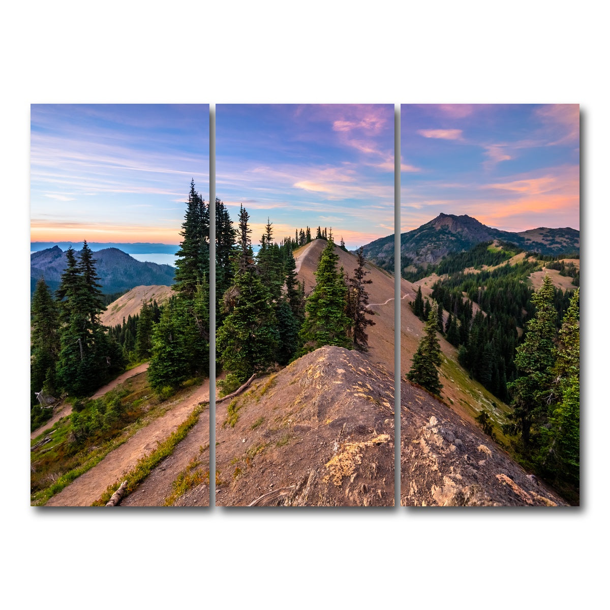 AUTO-MOCKUP WHITE | Mountaintop Sunset | 3 Piece | Gallery Wrap Canvas | group=8x18
