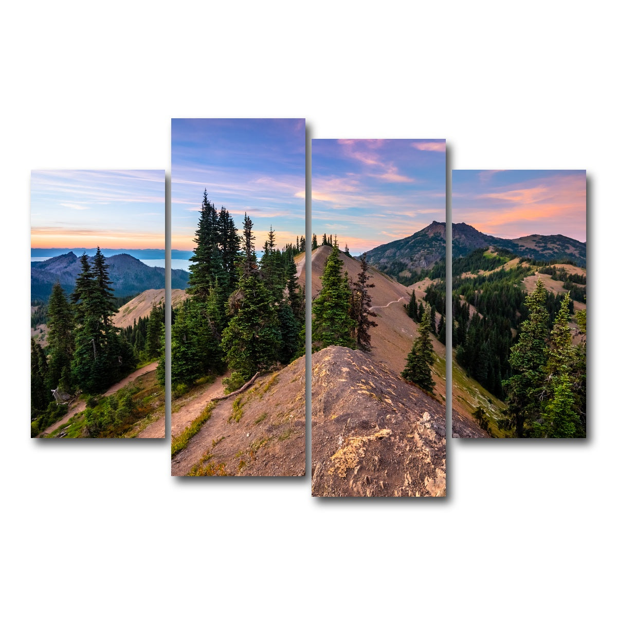 AUTO-MOCKUP WHITE | Mountaintop Sunset | 4 Piece | Gallery Wrap Canvas | group=4_short