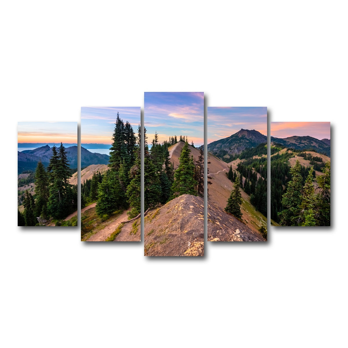 AUTO-MOCKUP WHITE | Mountaintop Sunset | 5 Piece | Gallery Wrap Canvas | group=5_normal