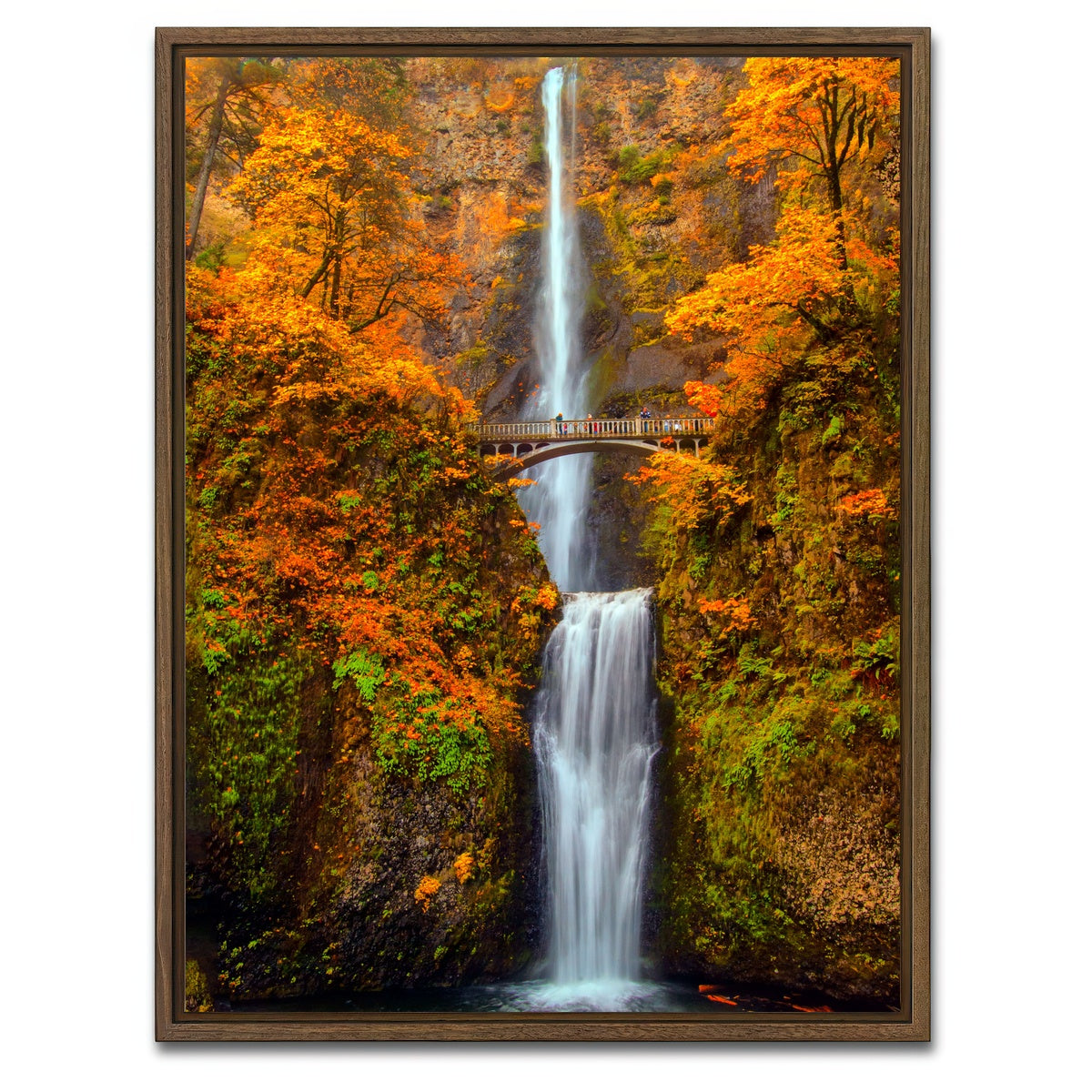 AUTO-MOCKUP WHITE | Multnomah Falls - Autumn | 1 Piece | Walnut Framed Canvas | group=3x4