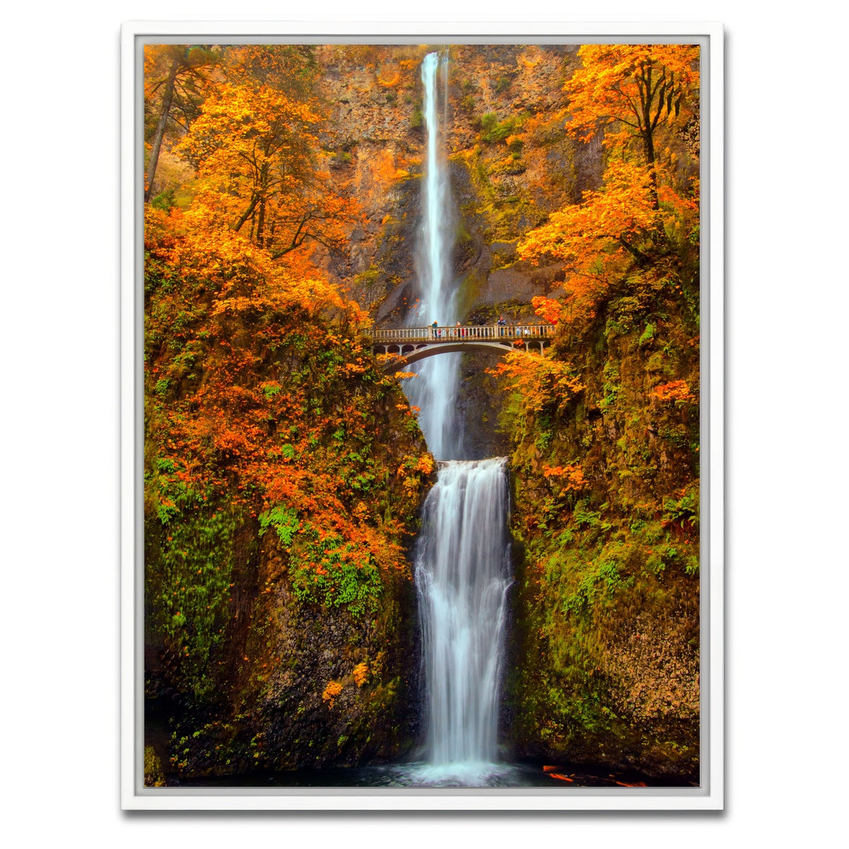AUTO-MOCKUP WHITE | Multnomah Falls - Autumn | 1 Piece | White Framed Canvas | group=3x4