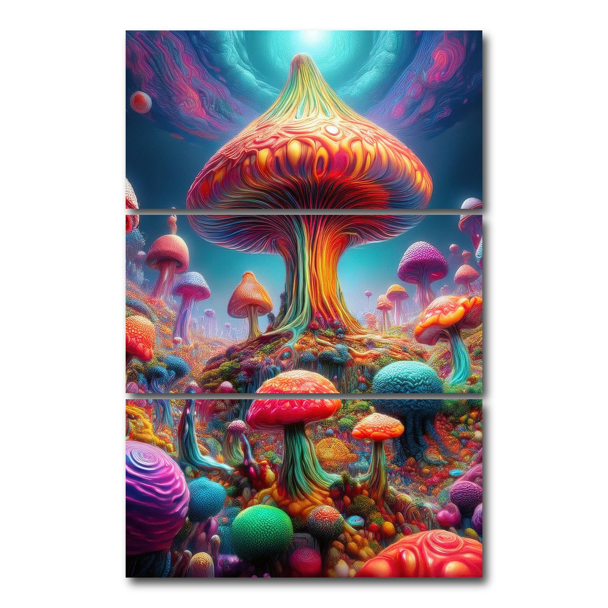 AUTO-MOCKUP WHITE | Mushroom Colors | 3 Piece | Gallery Wrap Canvas | group=12x24_stacked