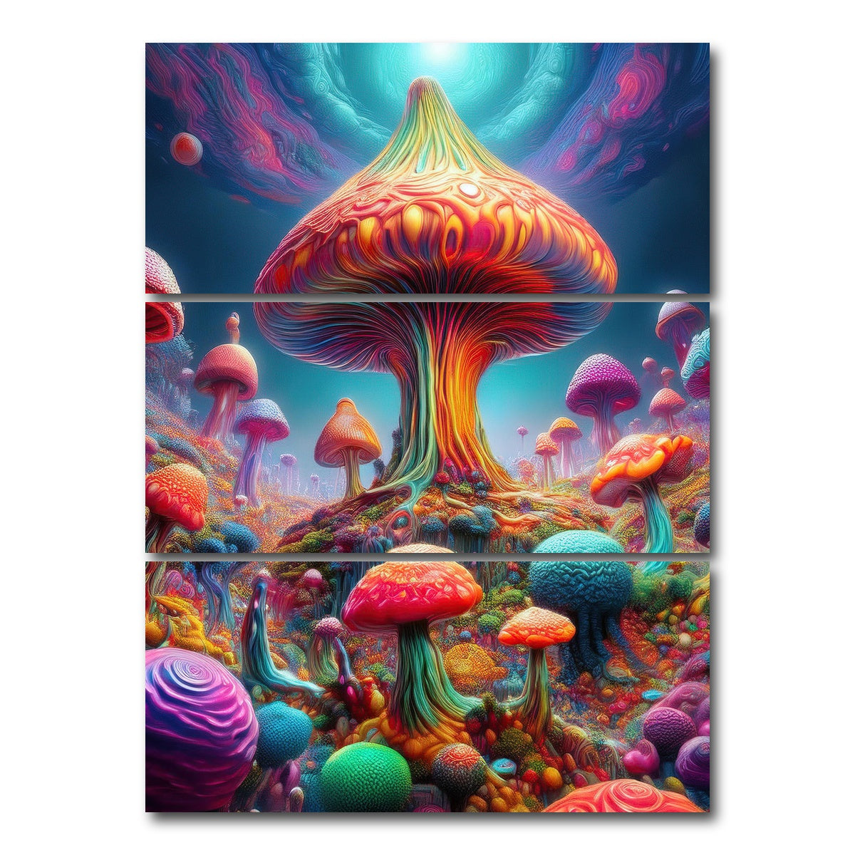 AUTO-MOCKUP WHITE | Mushroom Colors | 3 Piece | Gallery Wrap Canvas | group=8x18_stacked