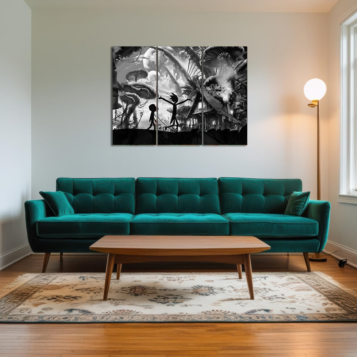 AUTO-MOCKUP ROOM | Mushroom World Rick and Morty Grayscale