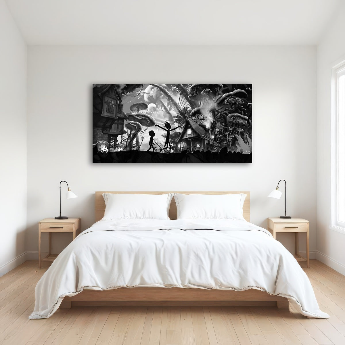 AUTO-MOCKUP ROOM | Mushroom World Rick and Morty Grayscale