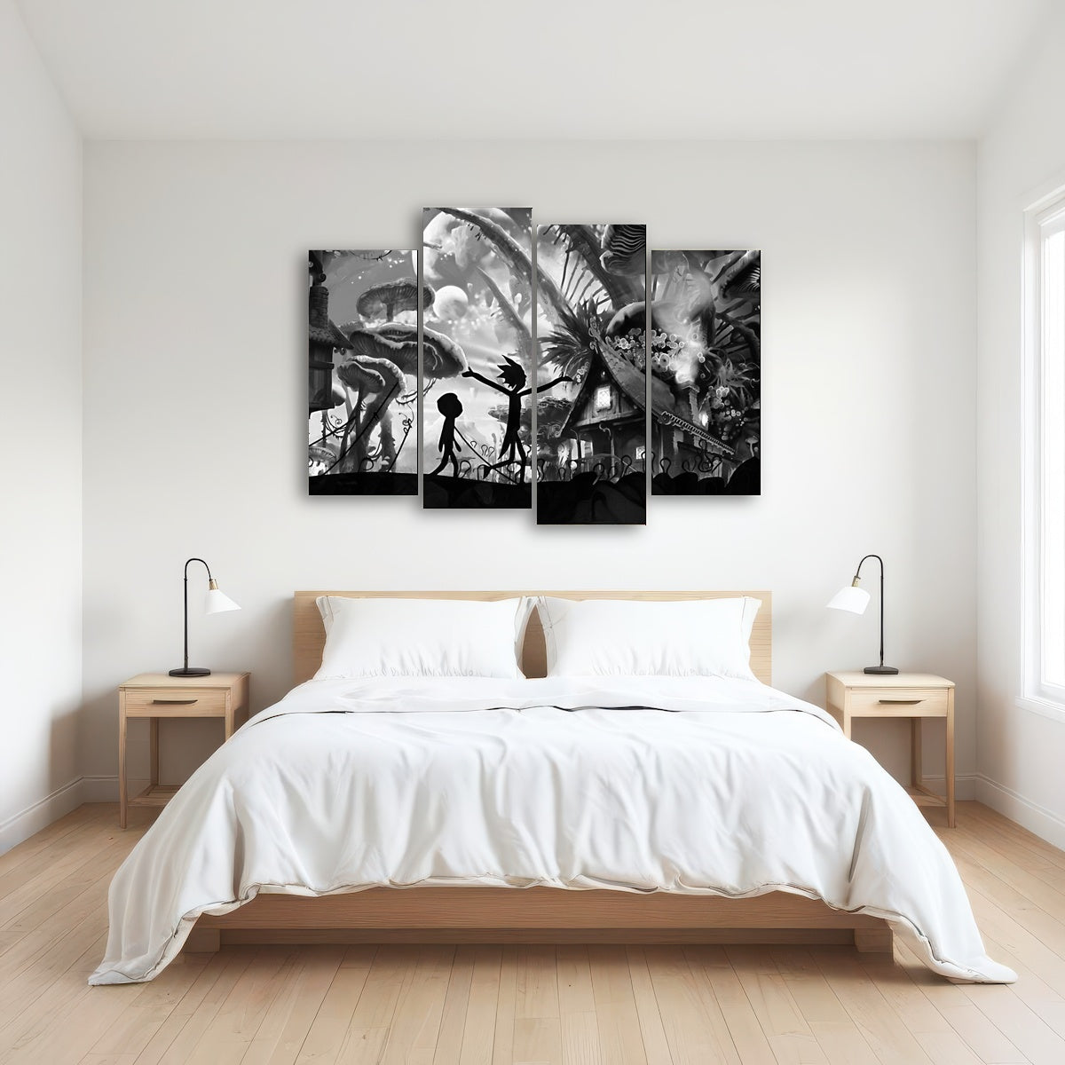 AUTO-MOCKUP ROOM | Mushroom World Rick and Morty Grayscale