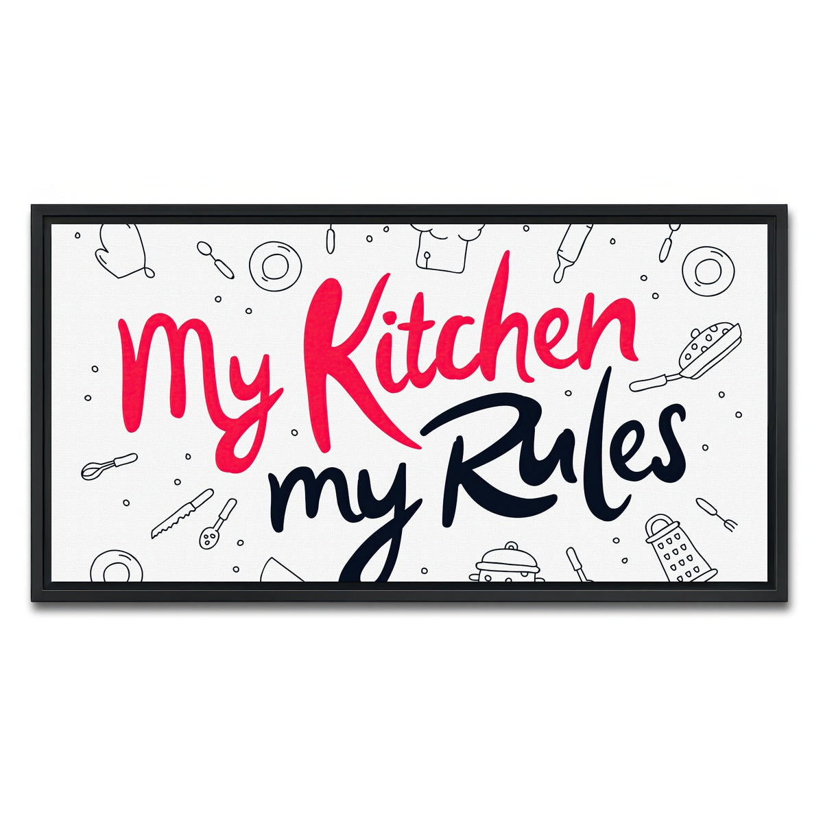 AUTO-MOCKUP WHITE | My Kitchen, My Rules | 1 Piece | Black Framed Canvas | group=2x1