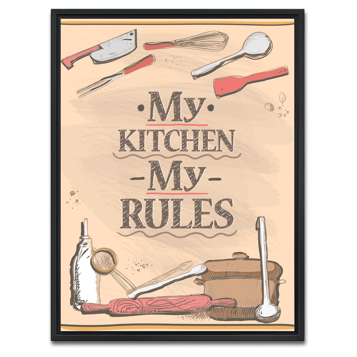 AUTO-MOCKUP WHITE | My Kitchen My Rules | 1 Piece | Black Framed Canvas | group=3x4