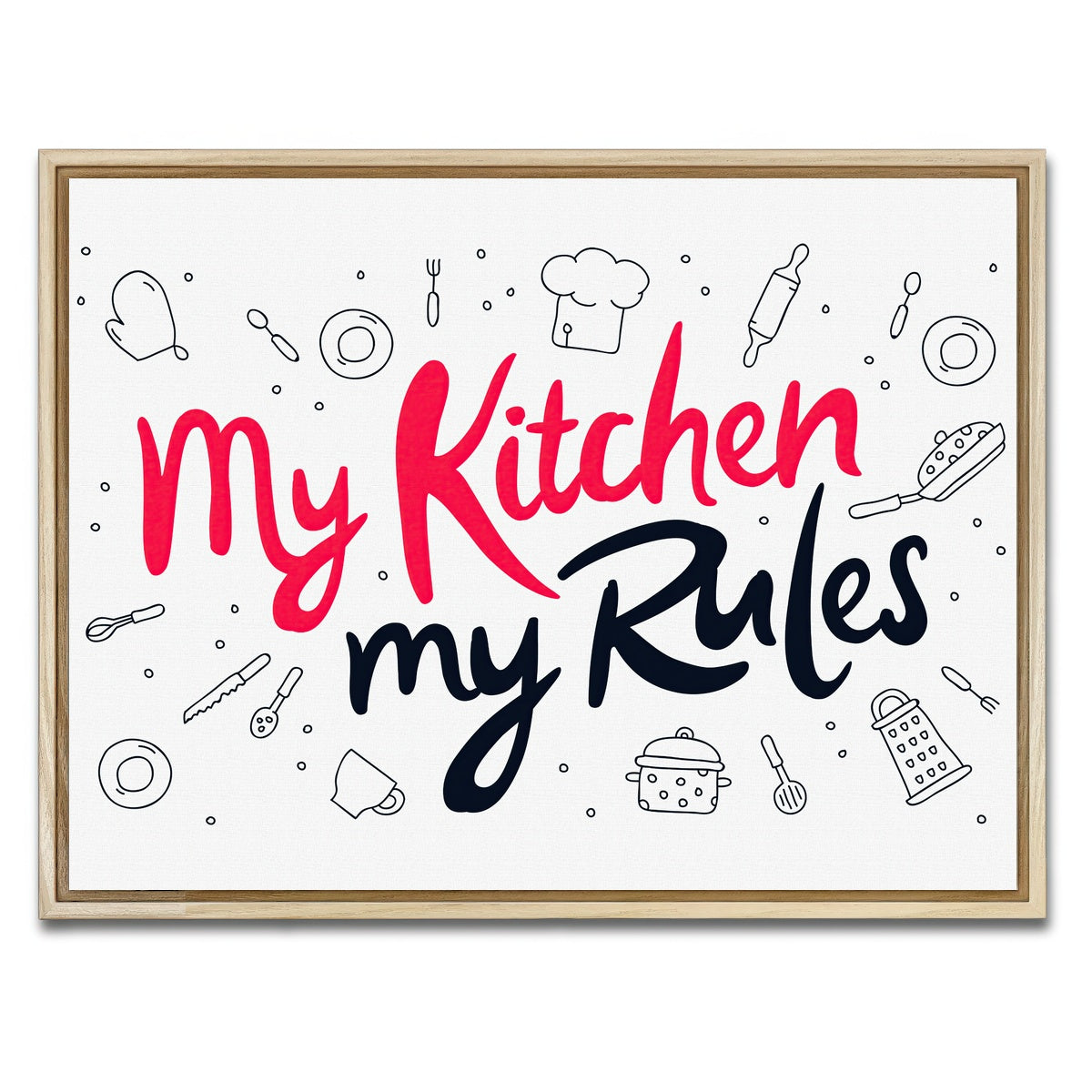 AUTO-MOCKUP WHITE | My Kitchen, My Rules | 1 Piece | Natural Framed Canvas | group=4x3