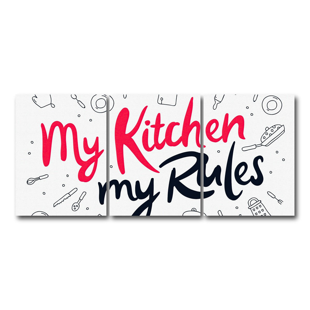 AUTO-MOCKUP WHITE | My Kitchen, My Rules | 3 Piece | Gallery Wrap Canvas | group=18x24