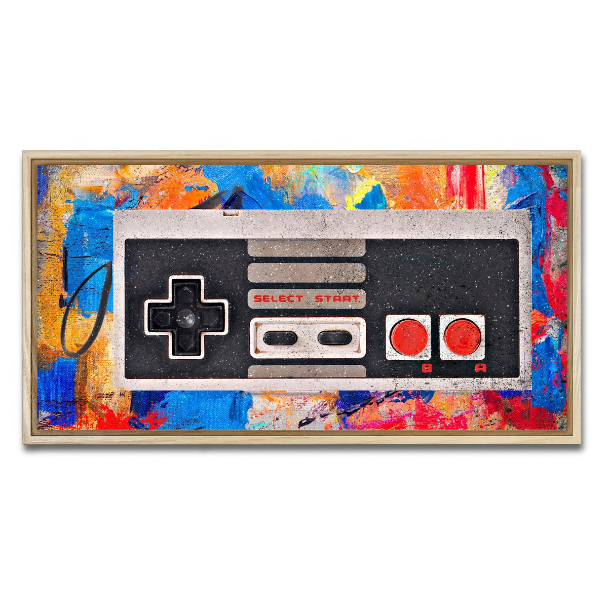 AUTO-MOCKUP WHITE | NES Controller | 1 Piece | Natural Framed Canvas | group=2x1