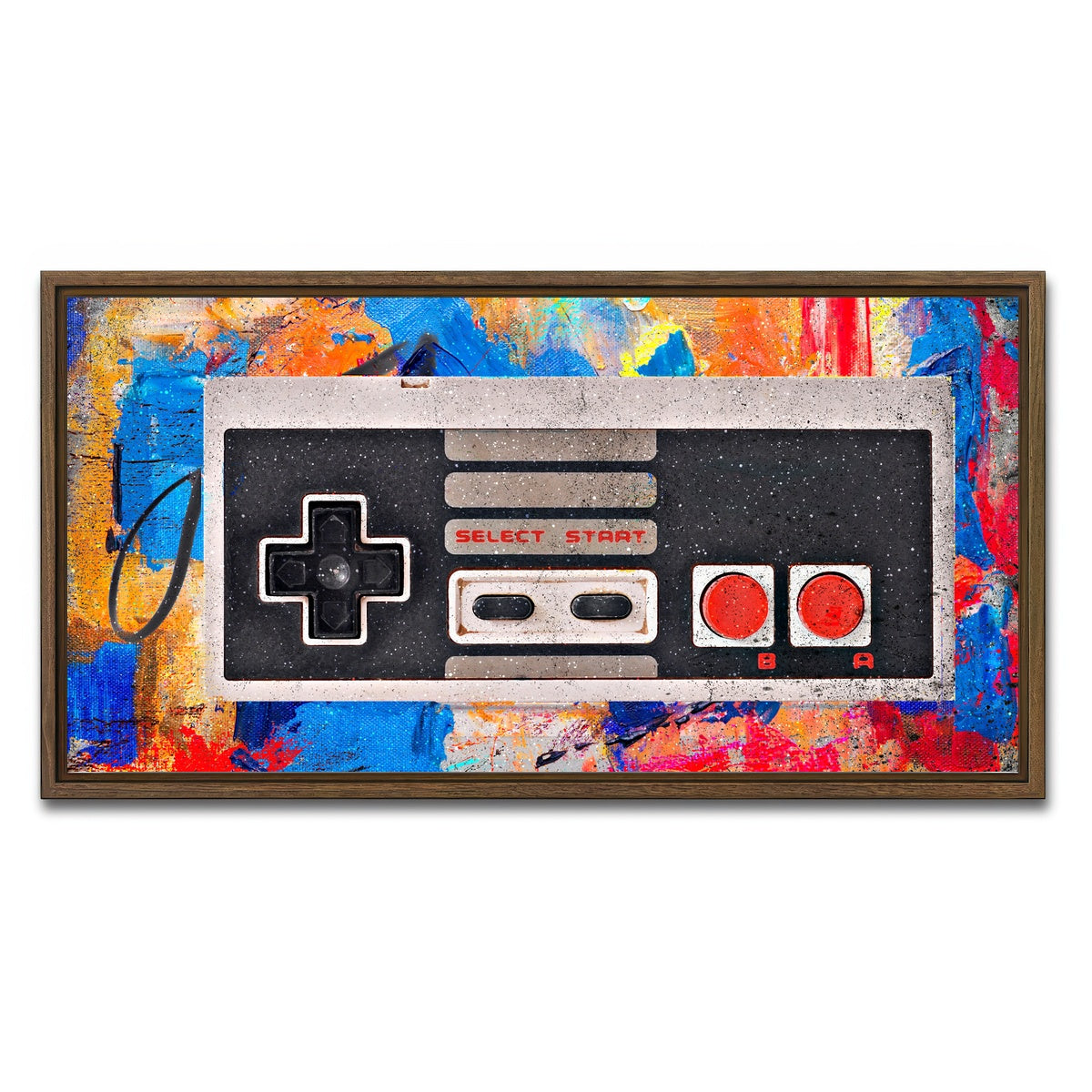 AUTO-MOCKUP WHITE | NES Controller | 1 Piece | Walnut Framed Canvas | group=2x1