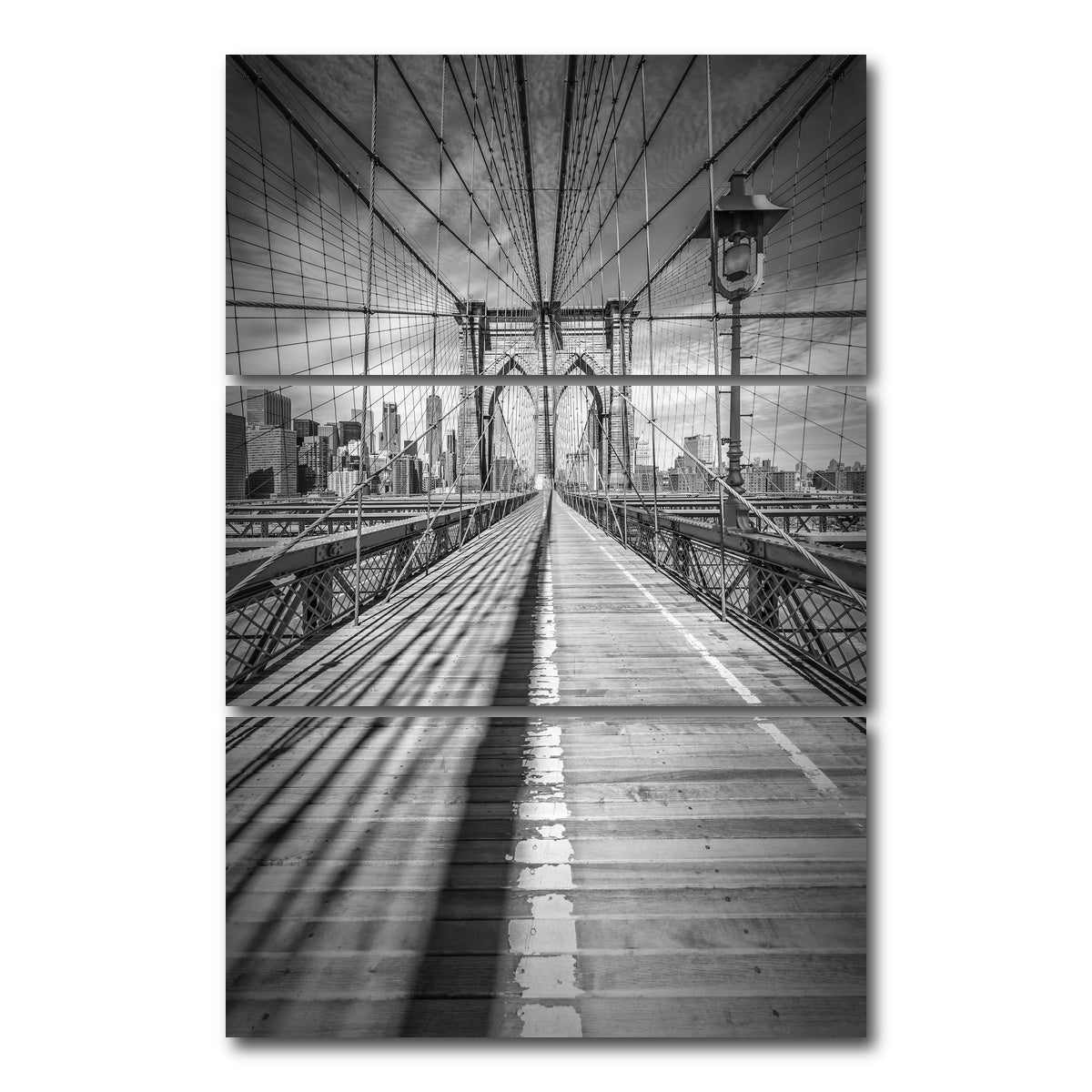AUTO-MOCKUP WHITE | NEW YORK Brooklyn Bridge | 3 Piece | Gallery Wrap Canvas | group=12x24_stacked