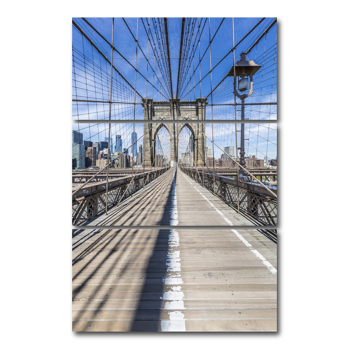 AUTO-MOCKUP WHITE | NEW YORK CITY Brooklyn Bridge | 3 Piece | Gallery Wrap Canvas | group=12x24_stacked
