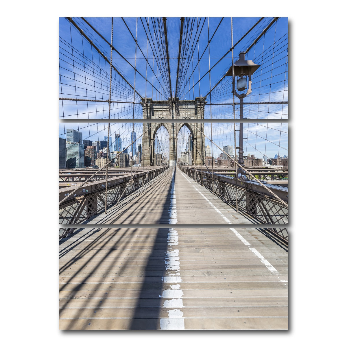 AUTO-MOCKUP WHITE | NEW YORK CITY Brooklyn Bridge | 3 Piece | Gallery Wrap Canvas | group=8x18_stacked
