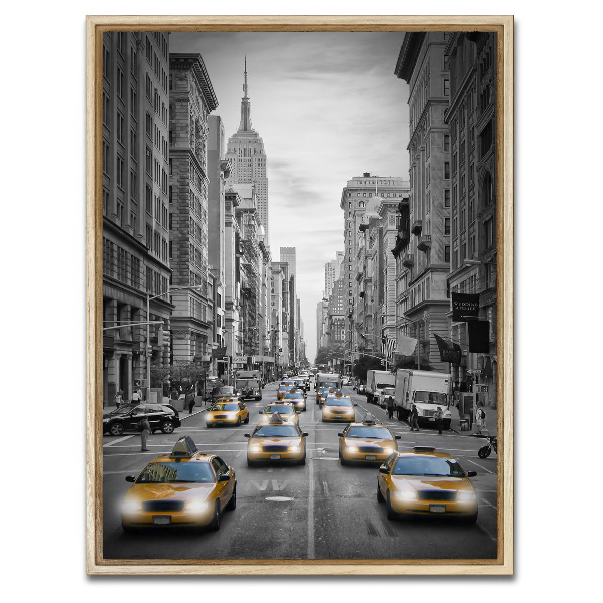 AUTO-MOCKUP WHITE | NEW YORK CITY Fifth Avenue Traffic Colorkey | 1 Piece | Natural Framed Canvas | group=3x4
