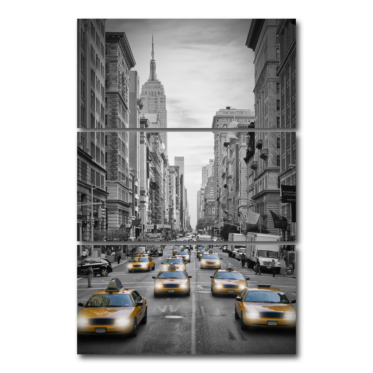 AUTO-MOCKUP WHITE | NEW YORK CITY Fifth Avenue Traffic Colorkey | 3 Piece | Gallery Wrap Canvas | group=12x24_stacked