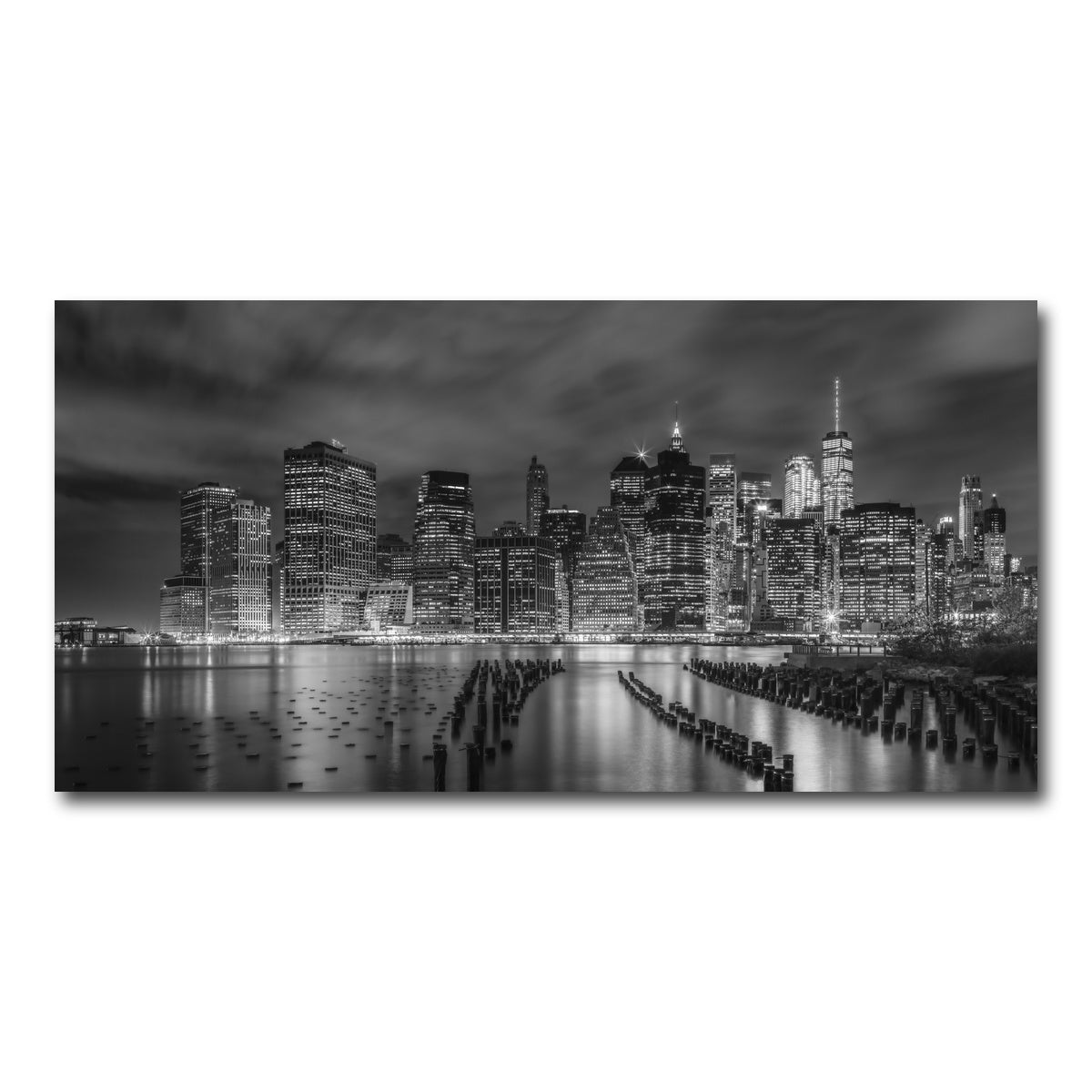 AUTO-MOCKUP WHITE | NEW YORK CITY Monochrome Night Impressions | 1 Piece | Gallery Wrap Canvas | group=2x1