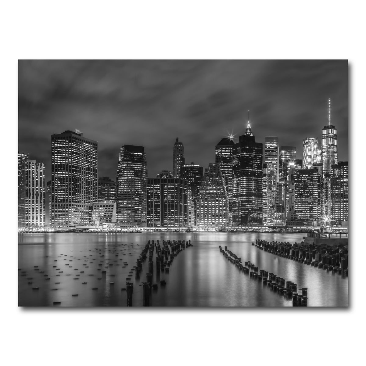 AUTO-MOCKUP WHITE | NEW YORK CITY Monochrome Night Impressions | 1 Piece | Gallery Wrap Canvas | group=4x3