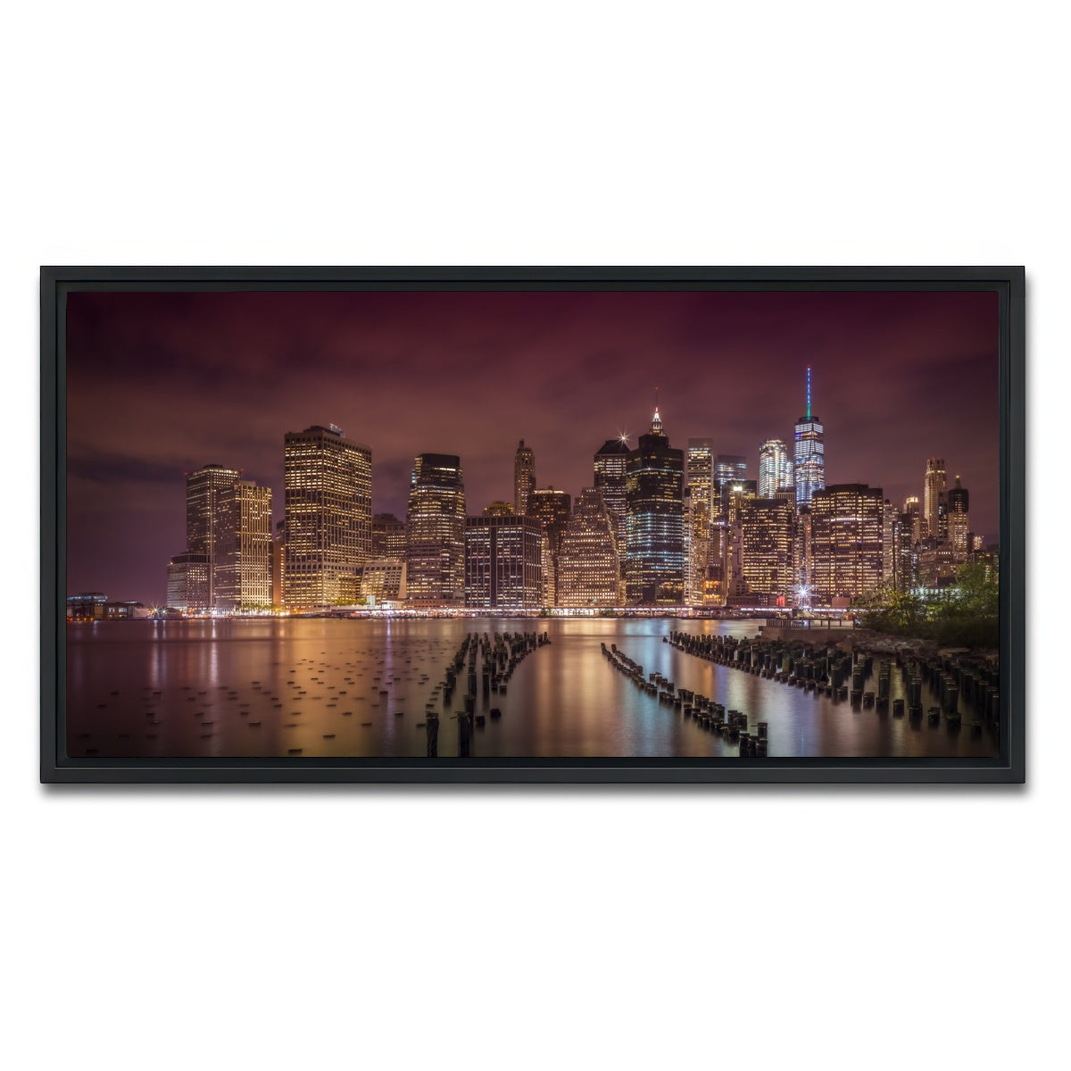 AUTO-MOCKUP WHITE | NEW YORK CITY Nightly Impressions | 1 Piece | Black Framed Canvas | group=2x1