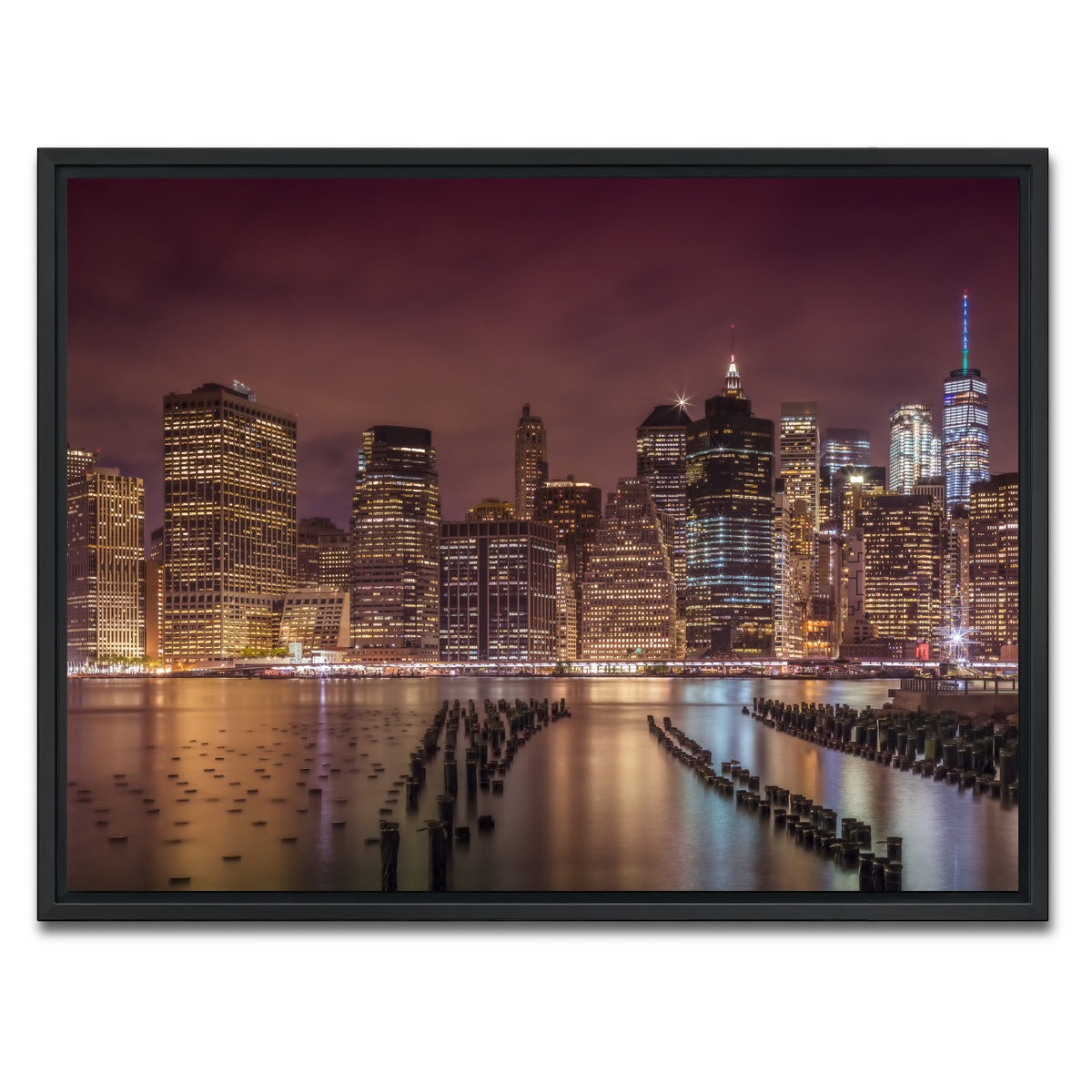 AUTO-MOCKUP WHITE | NEW YORK CITY Nightly Impressions | 1 Piece | Black Framed Canvas | group=4x3