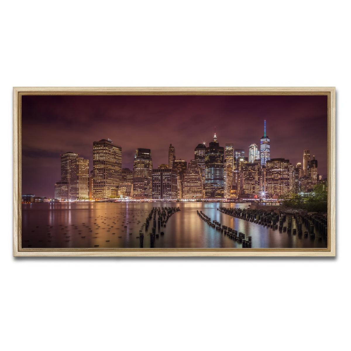 AUTO-MOCKUP WHITE | NEW YORK CITY Nightly Impressions | 1 Piece | Natural Framed Canvas | group=2x1