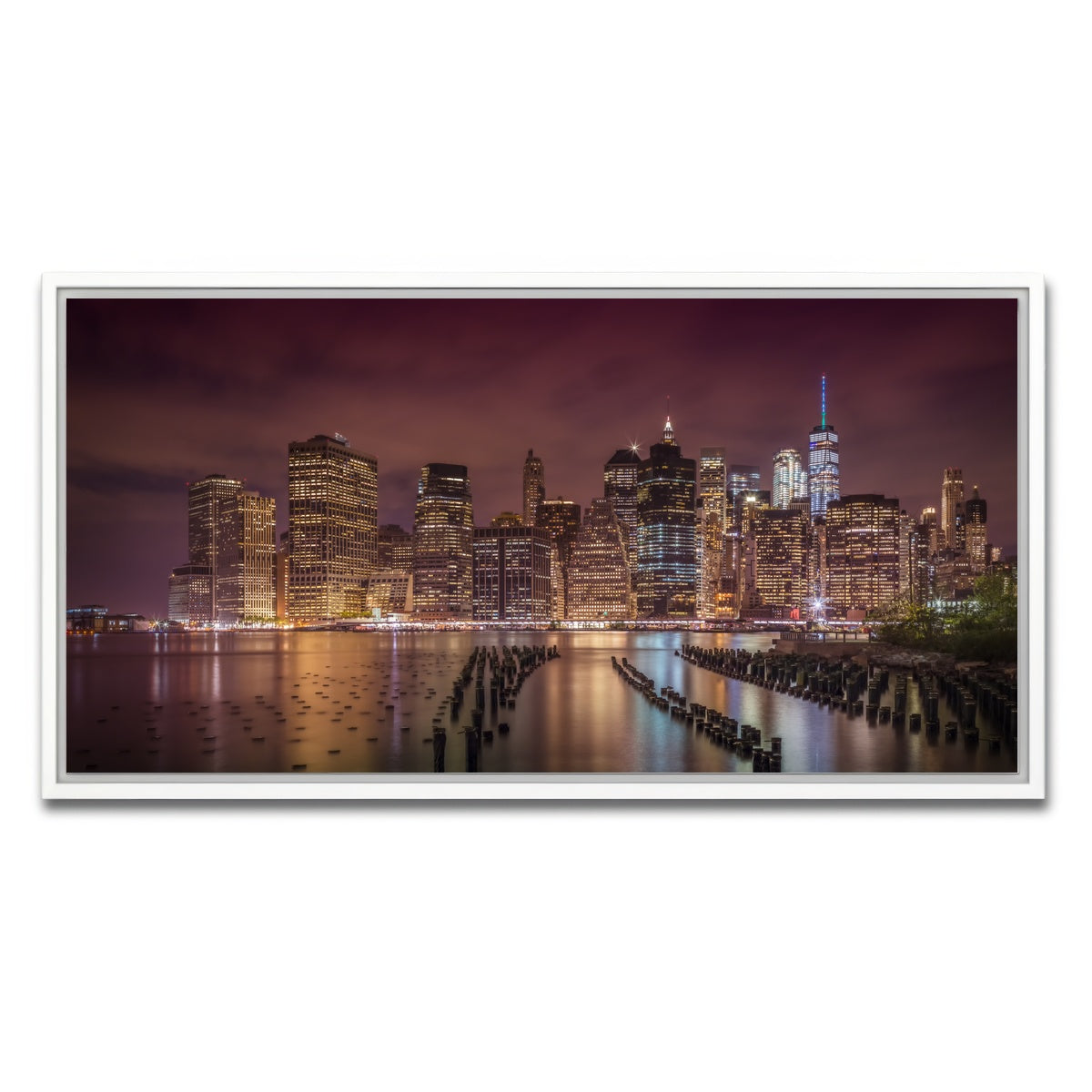 AUTO-MOCKUP WHITE | NEW YORK CITY Nightly Impressions | 1 Piece | White Framed Canvas | group=2x1