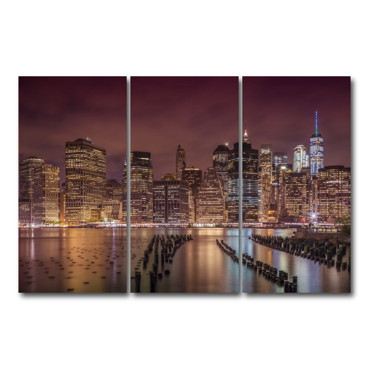 AUTO-MOCKUP WHITE | NEW YORK CITY Nightly Impressions | 3 Piece | Gallery Wrap Canvas | group=12x24