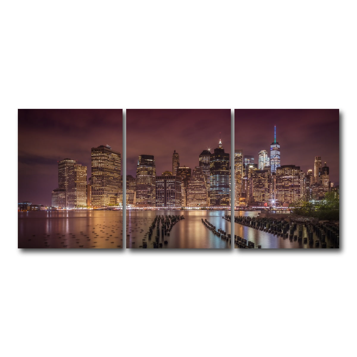 AUTO-MOCKUP WHITE | NEW YORK CITY Nightly Impressions | 3 Piece | Gallery Wrap Canvas | group=18x24