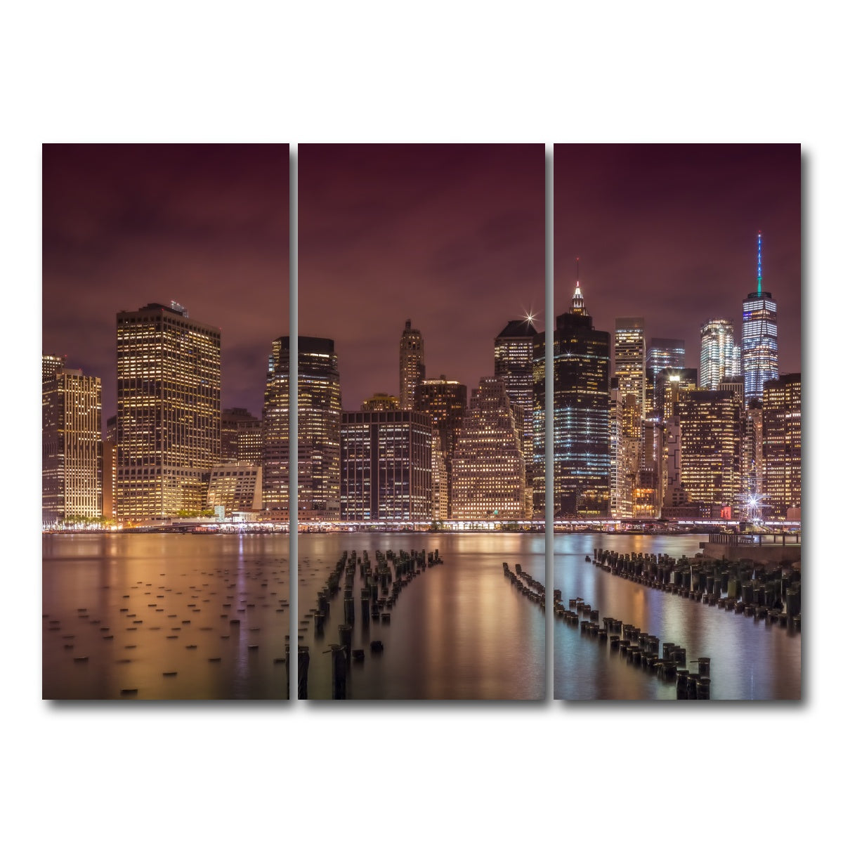 AUTO-MOCKUP WHITE | NEW YORK CITY Nightly Impressions | 3 Piece | Gallery Wrap Canvas | group=8x18