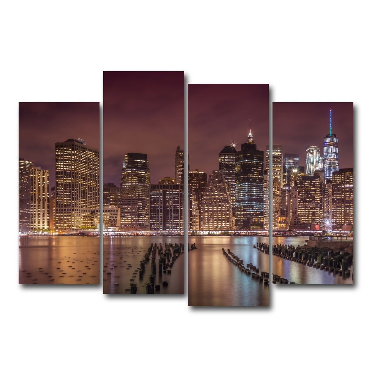 AUTO-MOCKUP WHITE | NEW YORK CITY Nightly Impressions | 4 Piece | Gallery Wrap Canvas | group=4_normal