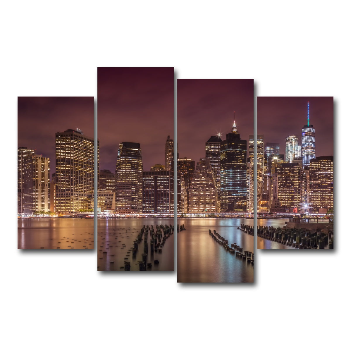 AUTO-MOCKUP WHITE | NEW YORK CITY Nightly Impressions | 4 Piece | Gallery Wrap Canvas | group=4_short