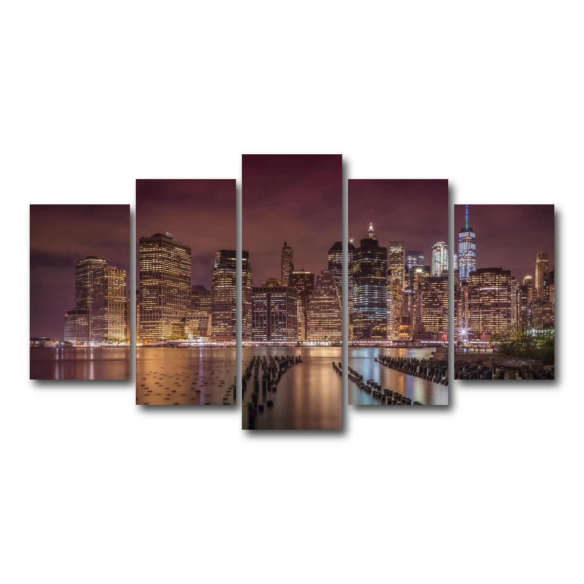AUTO-MOCKUP WHITE | NEW YORK CITY Nightly Impressions | 5 Piece | Gallery Wrap Canvas | group=5_normal