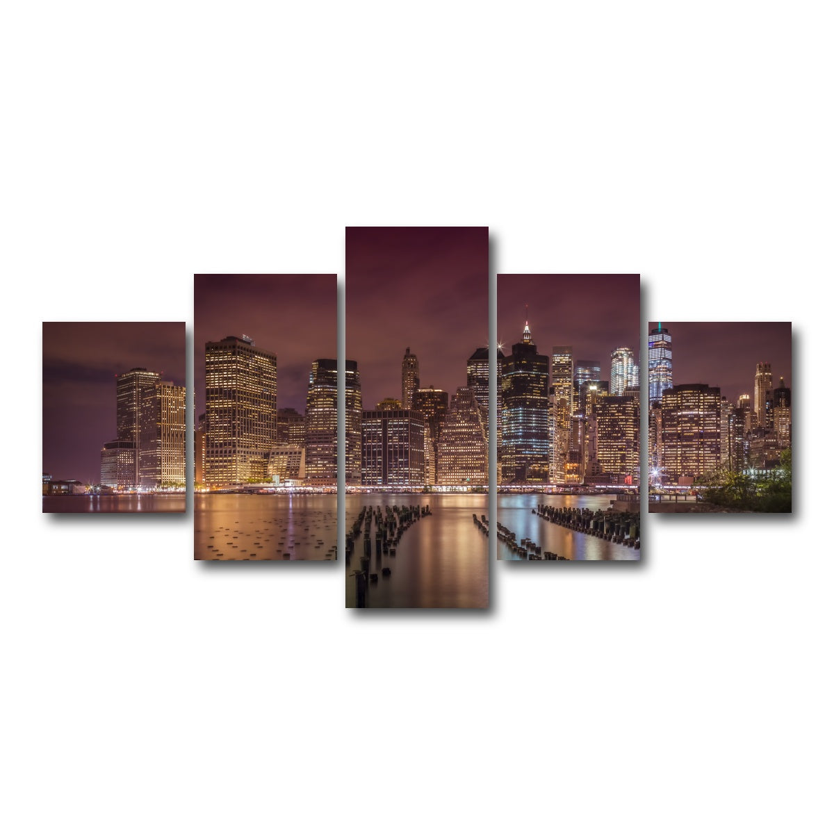 AUTO-MOCKUP WHITE | NEW YORK CITY Nightly Impressions | 5 Piece | Gallery Wrap Canvas | group=5_short