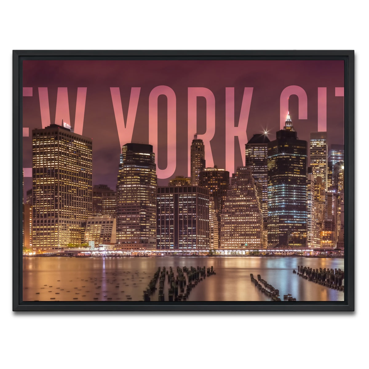 AUTO-MOCKUP WHITE | NEW YORK CITY Skyline - Panorama | 1 Piece | Black Framed Canvas | group=4x3