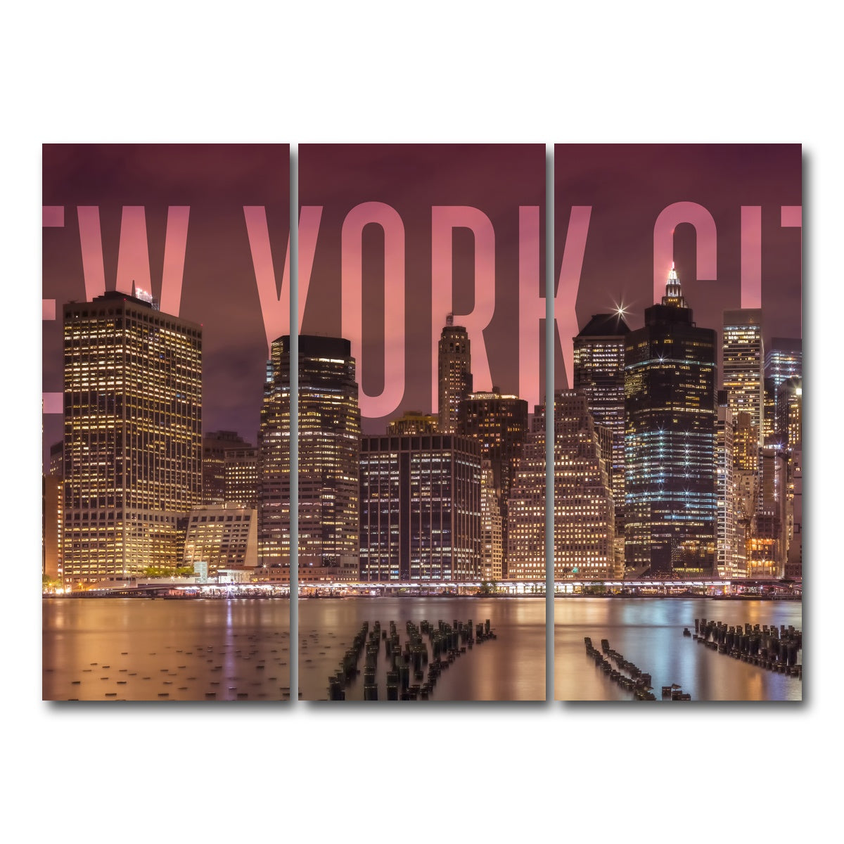 AUTO-MOCKUP WHITE | NEW YORK CITY Skyline - Panorama | 3 Piece | Gallery Wrap Canvas | group=8x18