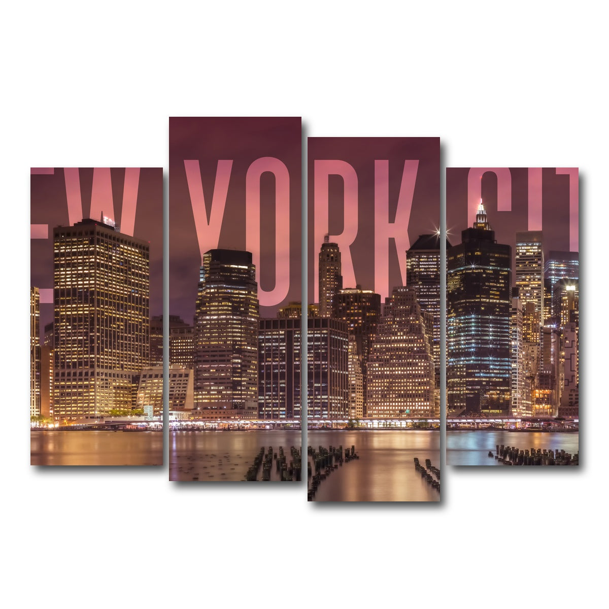 AUTO-MOCKUP WHITE | NEW YORK CITY Skyline - Panorama | 4 Piece | Gallery Wrap Canvas | group=4_normal