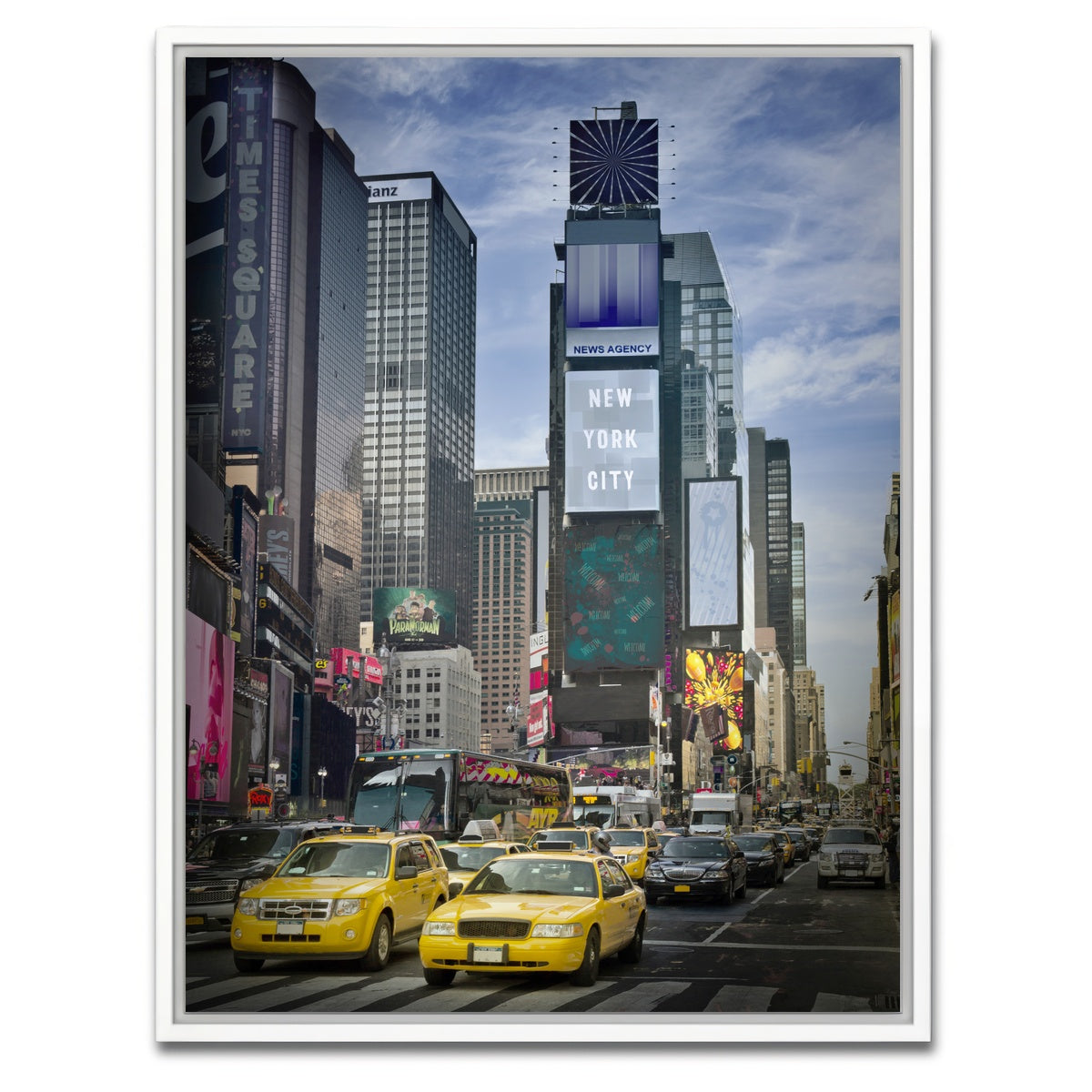 AUTO-MOCKUP WHITE | NEW YORK CITY Times Square | 1 Piece | White Framed Canvas | group=3x4