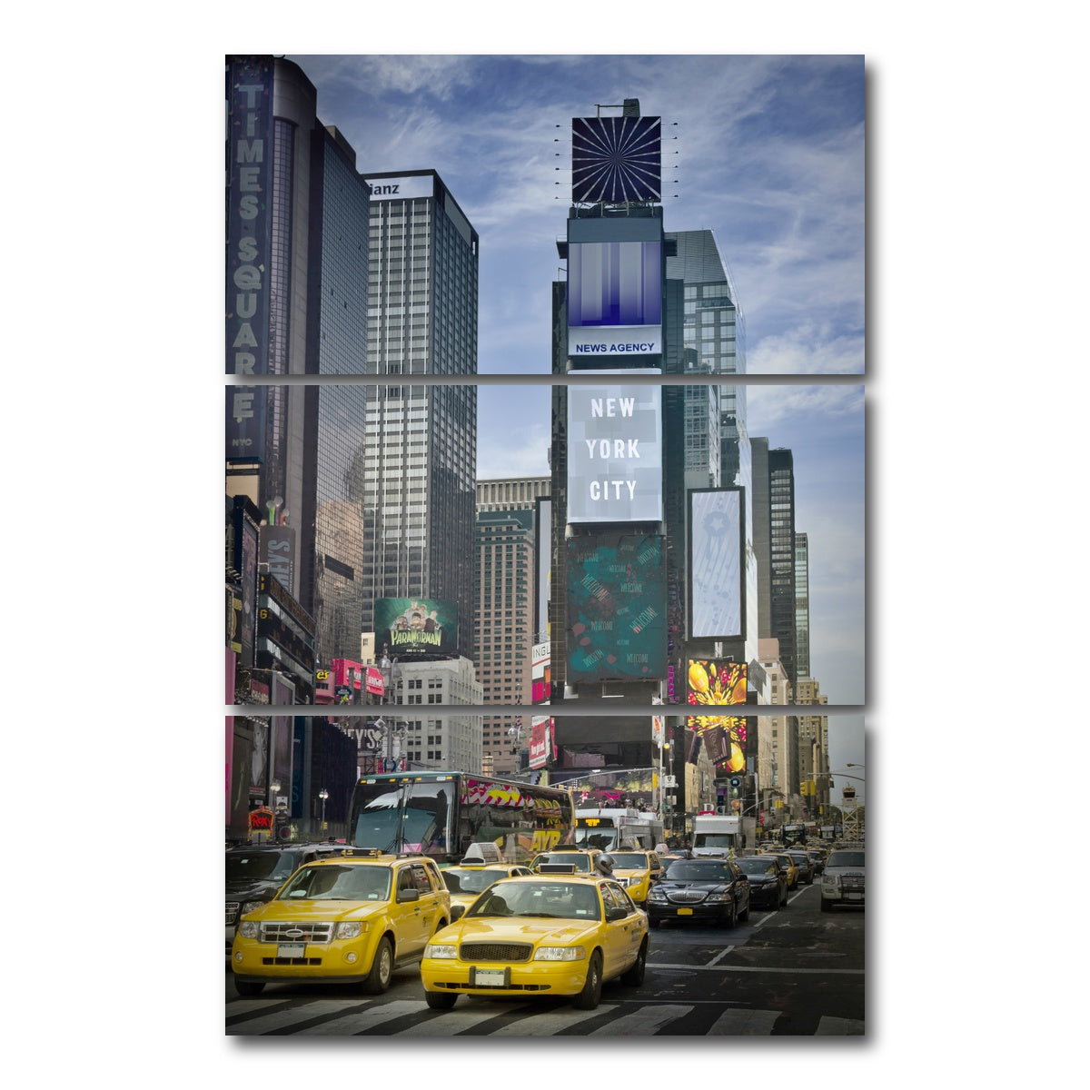 AUTO-MOCKUP WHITE | NEW YORK CITY Times Square | 3 Piece | Gallery Wrap Canvas | group=12x24_stacked