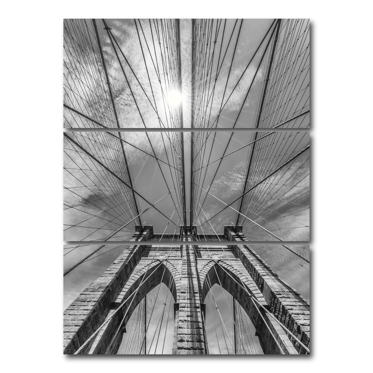 AUTO-MOCKUP WHITE | NYC Brooklyn Bridge Detail | 3 Piece | Gallery Wrap Canvas | group=8x18_stacked