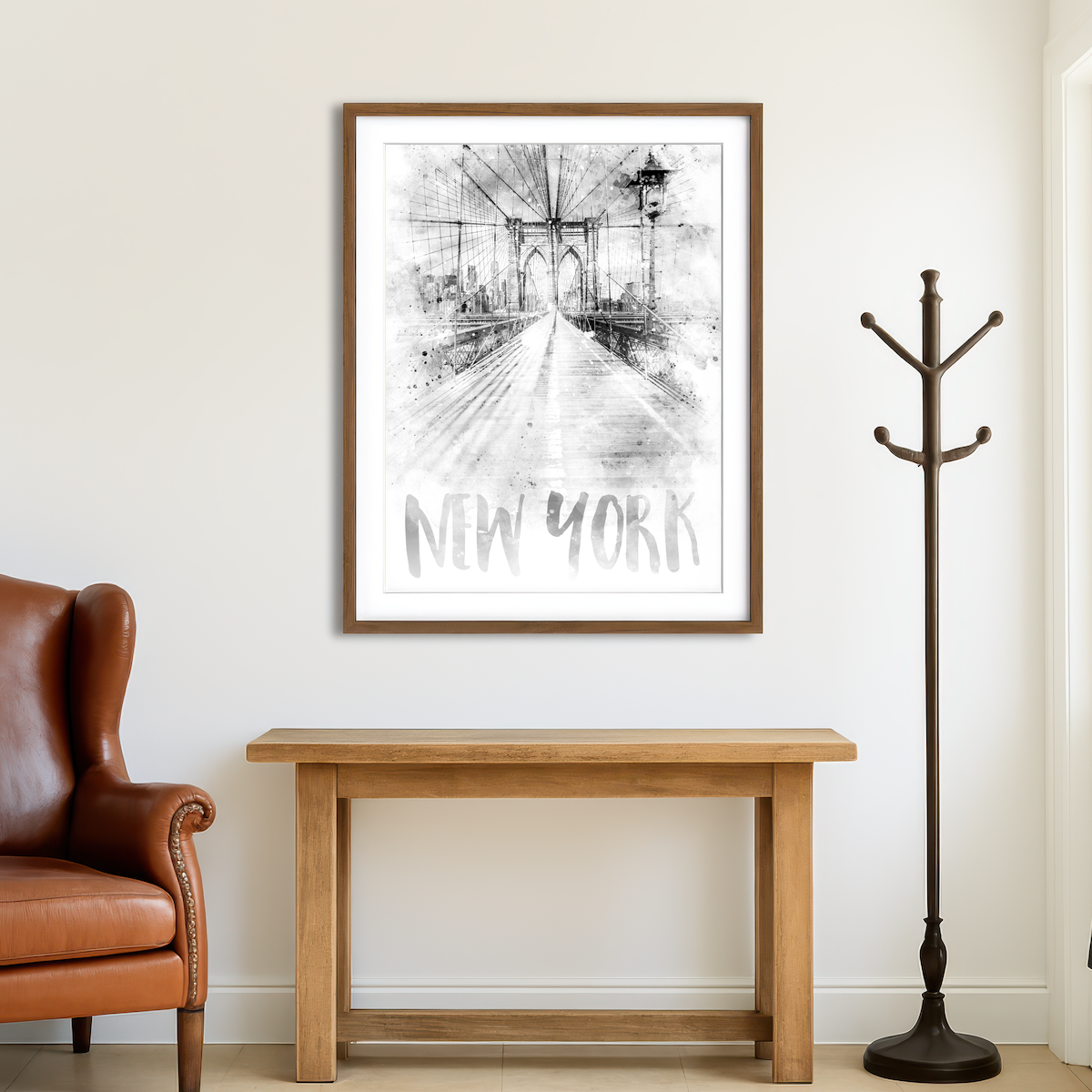 AUTO-MOCKUP ROOM | NYC Brooklyn Bridge Wall Art