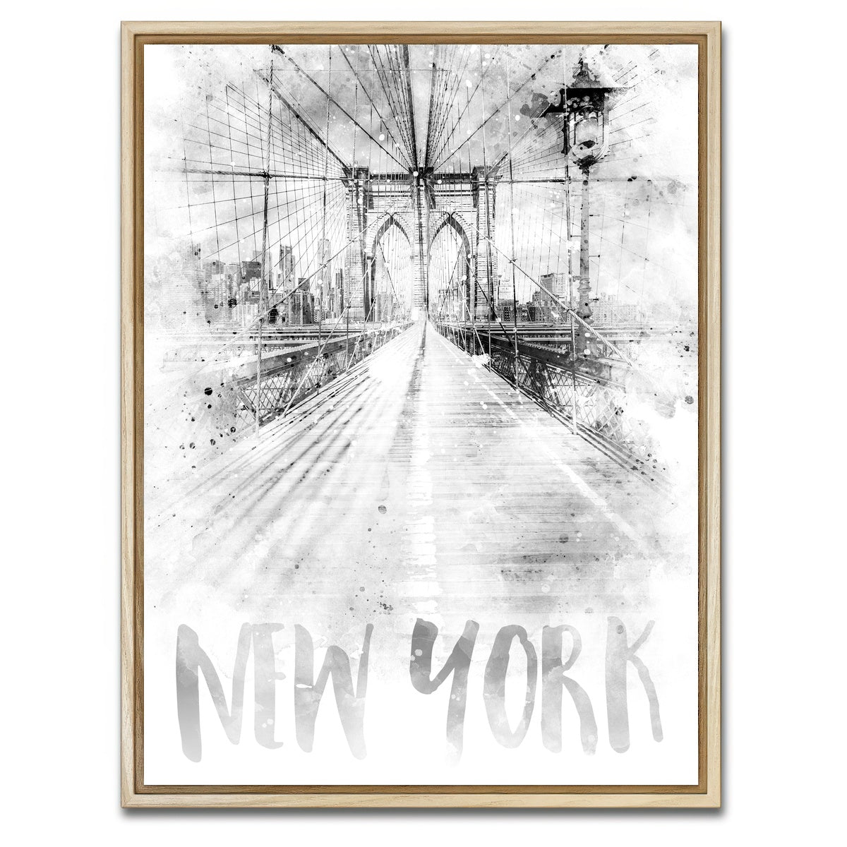 AUTO-MOCKUP WHITE | NYC Brooklyn Bridge | 1 Piece | Natural Framed Canvas | group=3x4