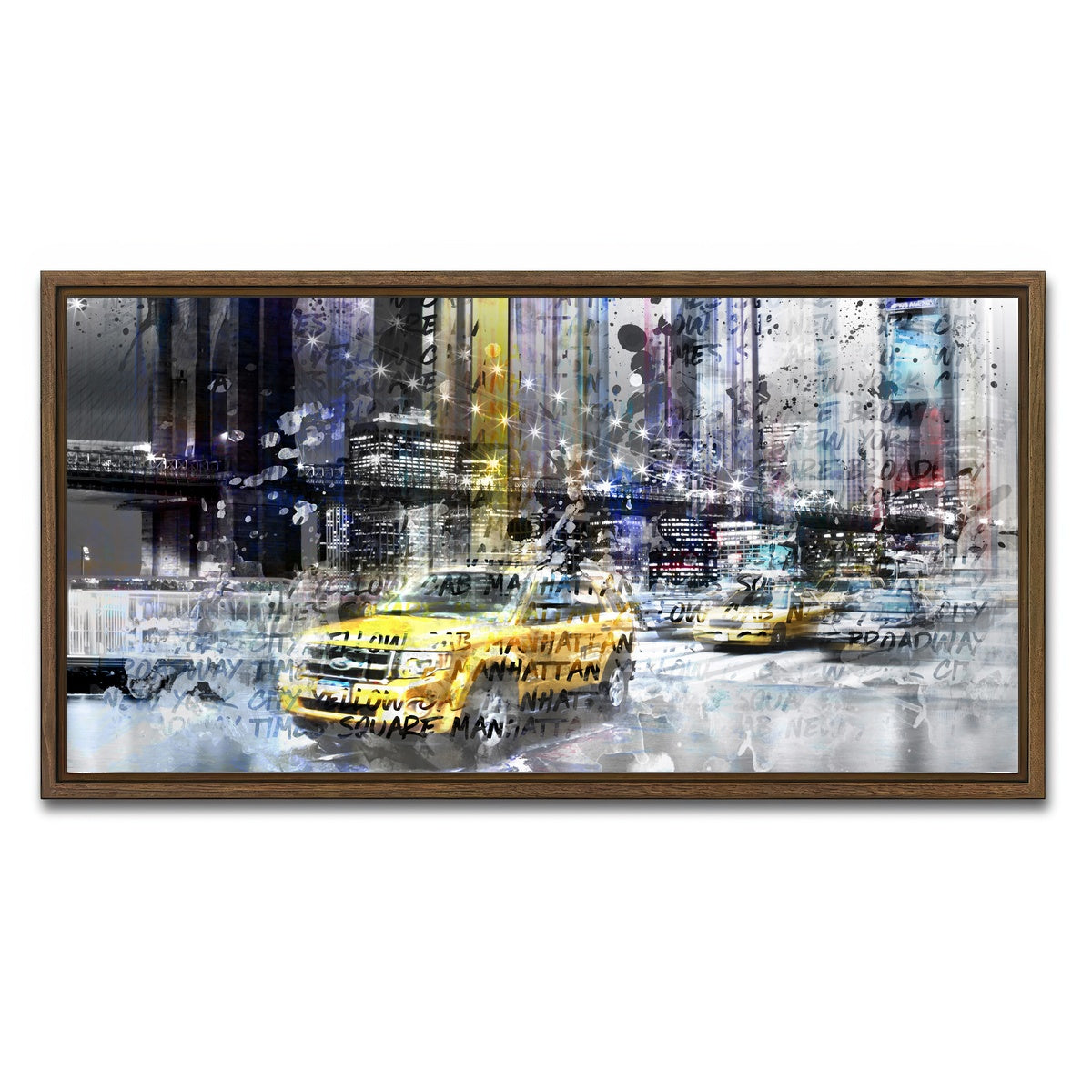 AUTO-MOCKUP WHITE | NYC Collage | 1 Piece | Walnut Framed Canvas | group=2x1
