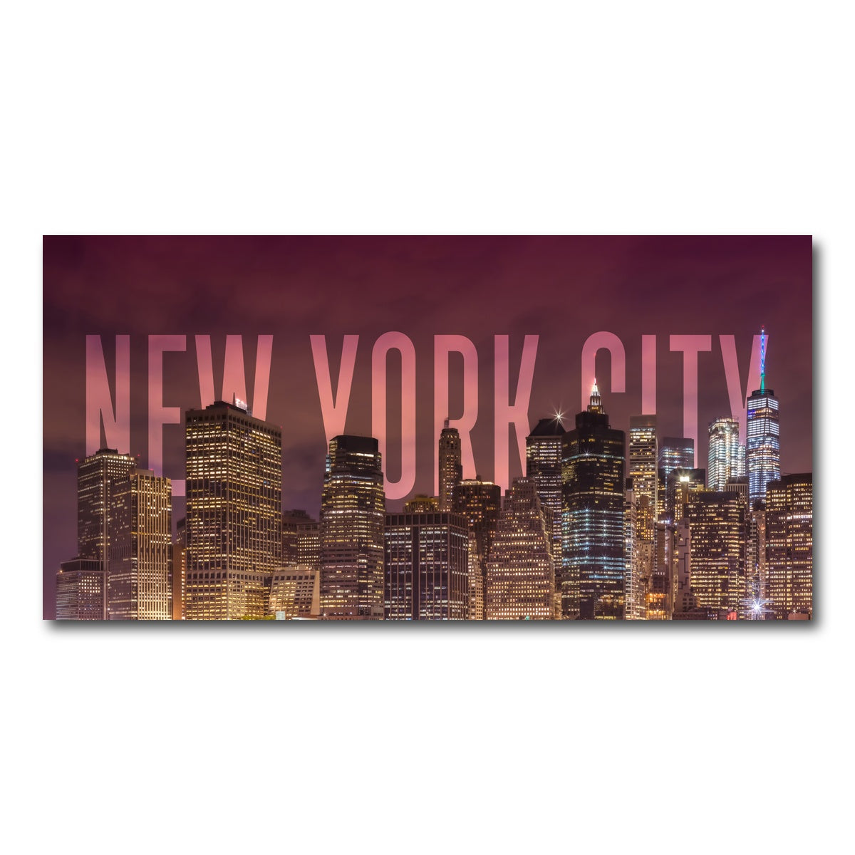 AUTO-MOCKUP WHITE | NYC Letters - Night | 1 Piece | Gallery Wrap Canvas | group=2x1
